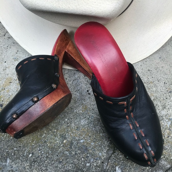 *Rare* wood clog French mule with platform heel - Picture 3 of 13